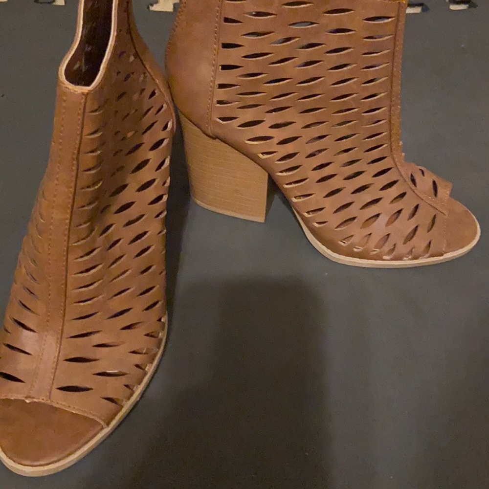 Brown block heel sandals